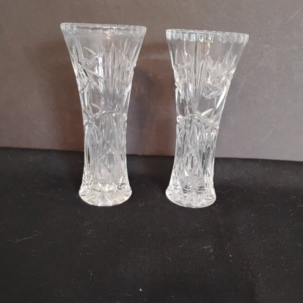 Lenox Crytal Pinwheel design Bud Vase, Set of 2